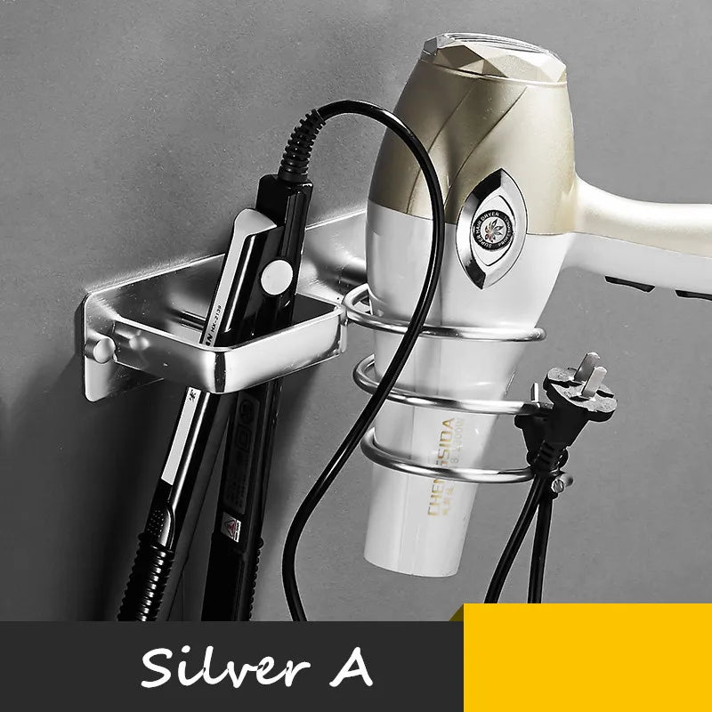 Wall-Mounted Black Hair Dryer Holder