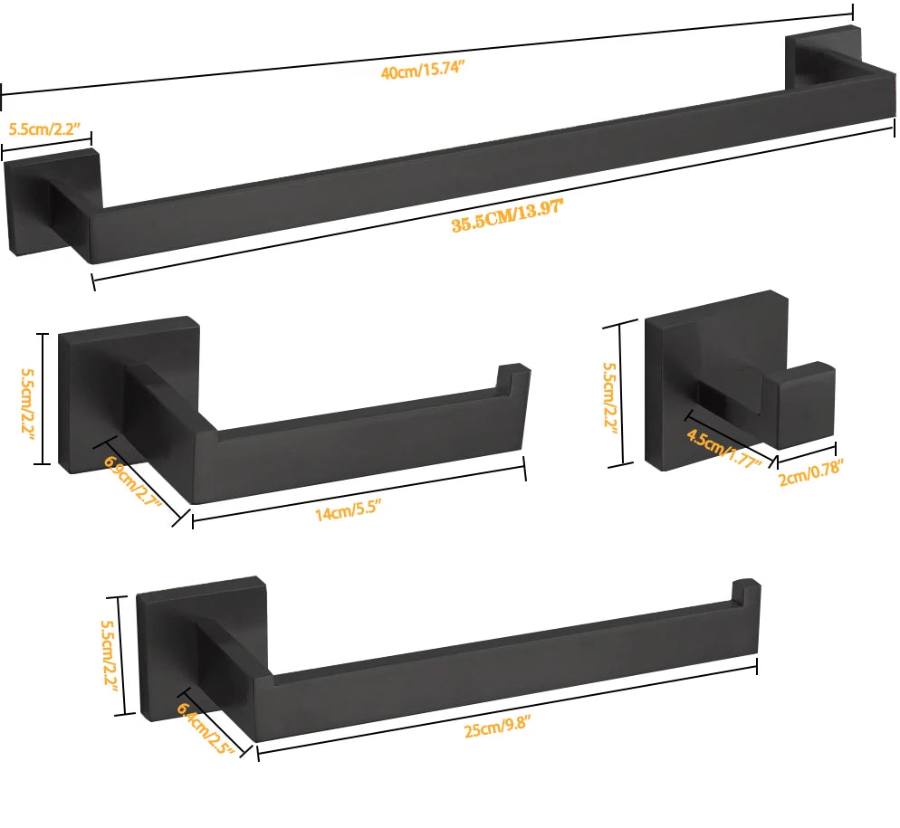 Black Bathroom Hardware Accessories Set