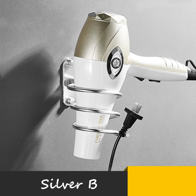 Wall-Mounted Black Hair Dryer Holder
