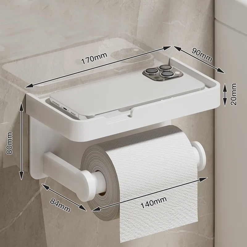 No-Drill Wall-Mounted Toilet Paper Holder