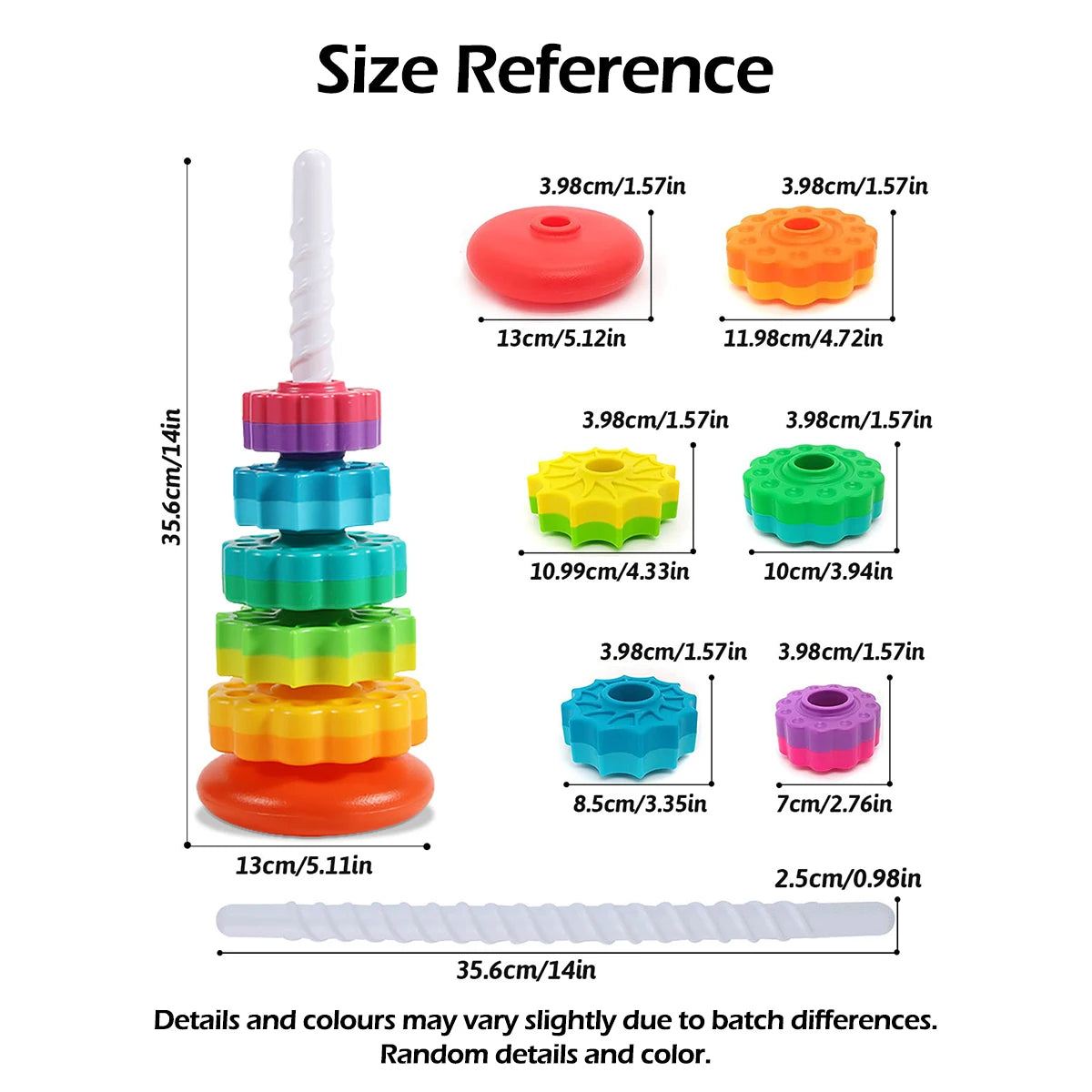 Montessori Rotating Rainbow Tower Toy