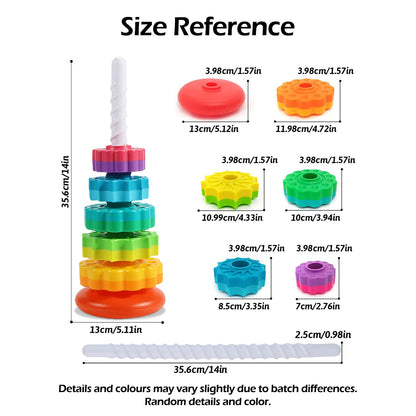 Montessori Rotating Rainbow Tower Toy