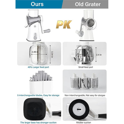 5-in-1 Rotary Cheese Grater