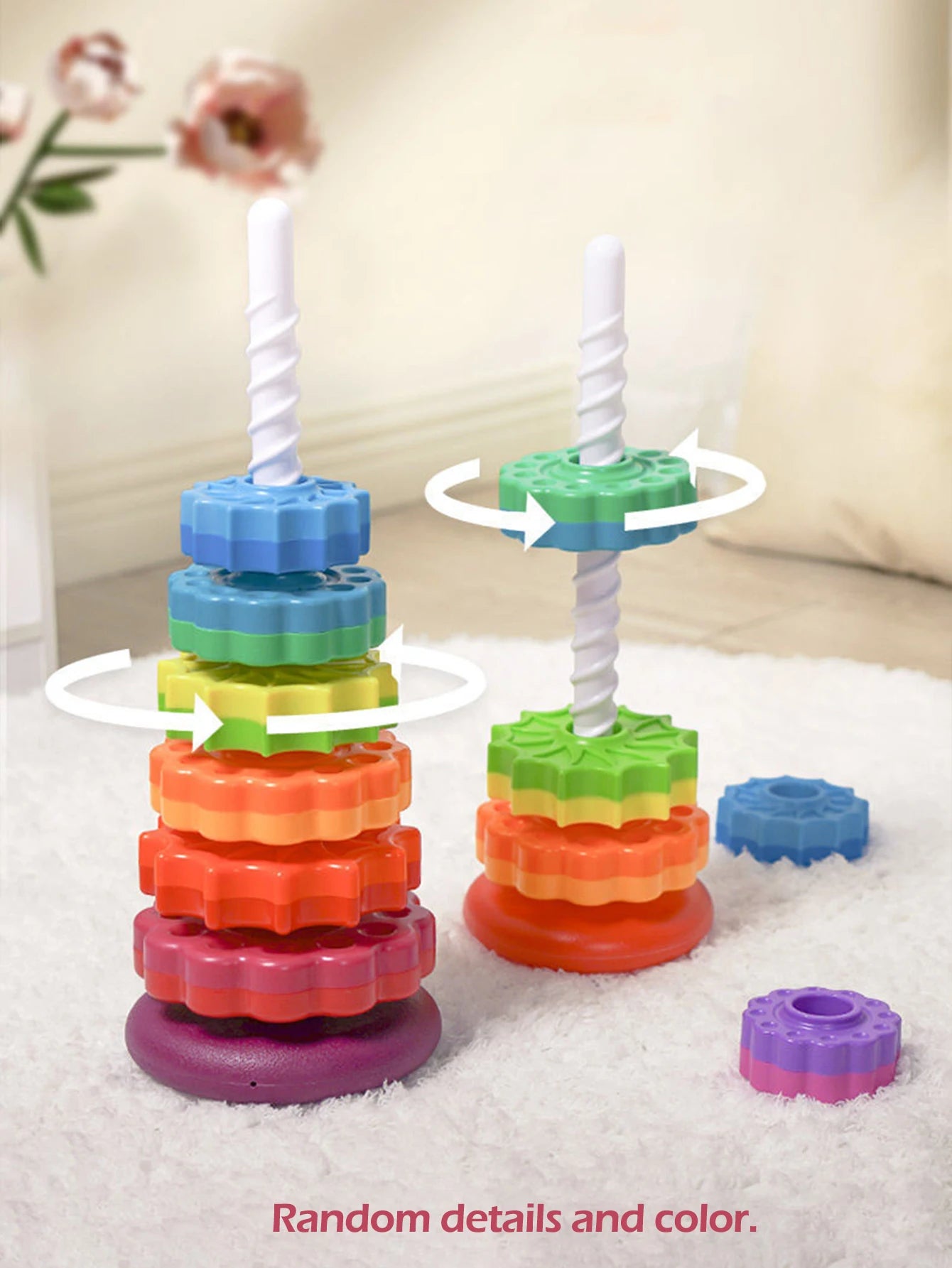 Montessori Rotating Rainbow Tower Toy
