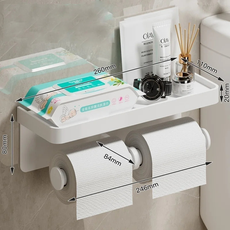 No-Drill Wall-Mounted Toilet Paper Holder