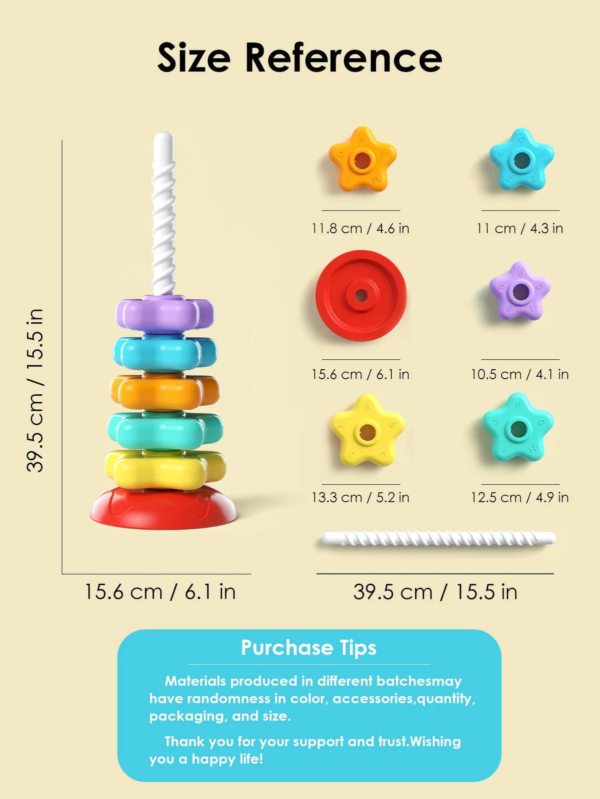 Montessori Rotating Rainbow Tower Toy