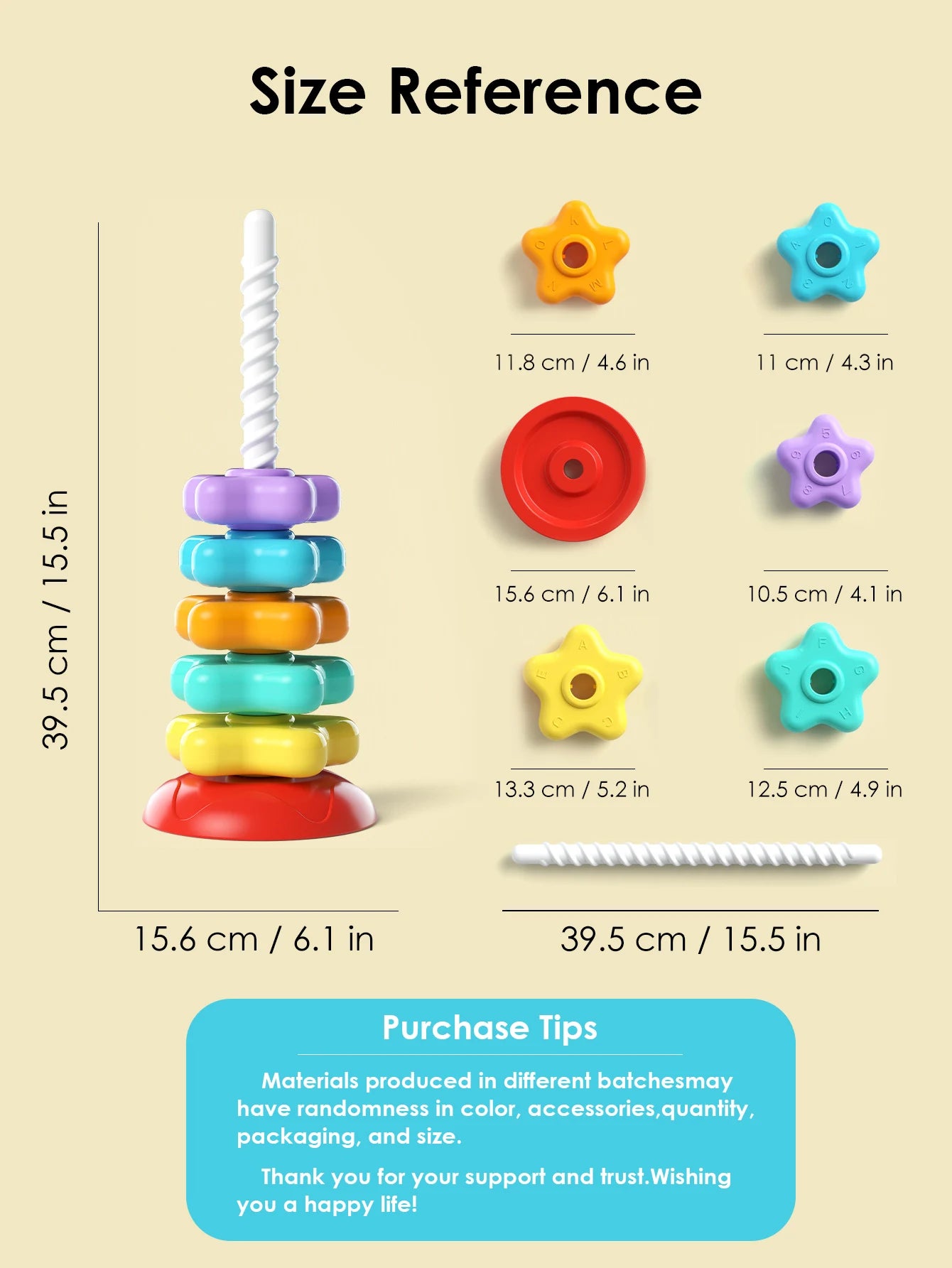Montessori Rotating Rainbow Tower Toy