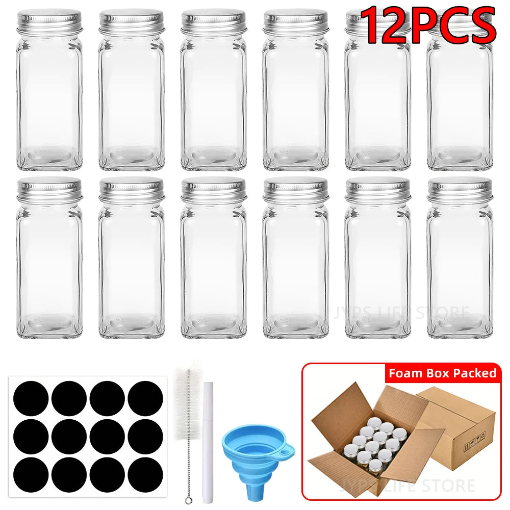 12pcs Glass Spice Jar Set