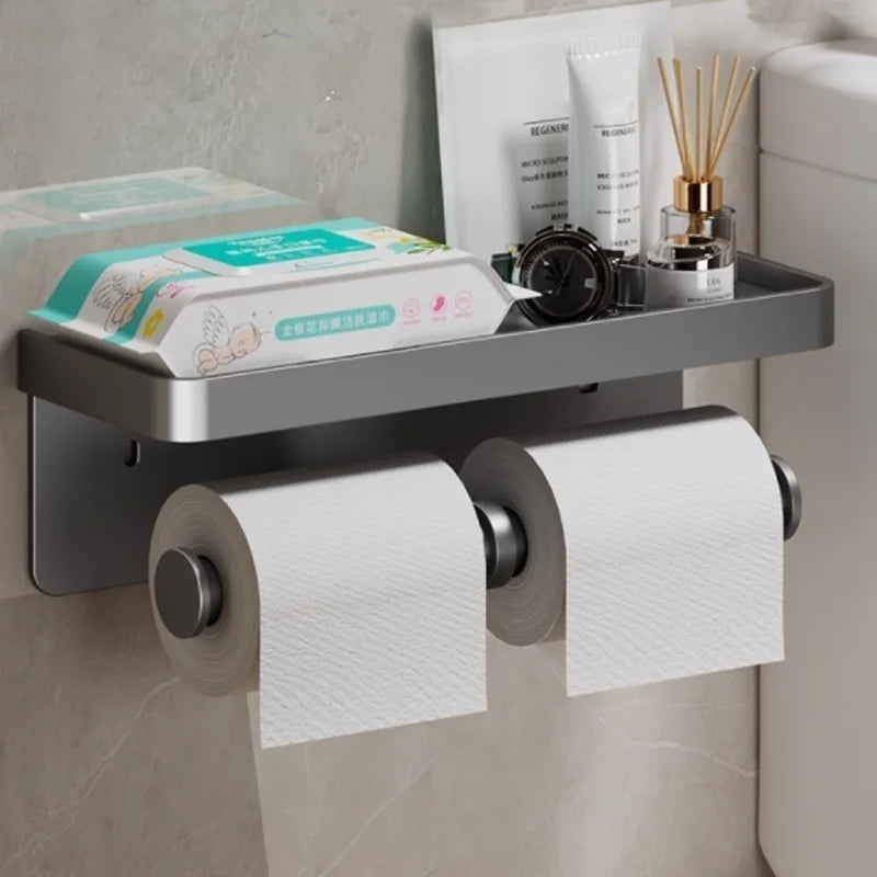 No-Drill Wall-Mounted Toilet Paper Holder