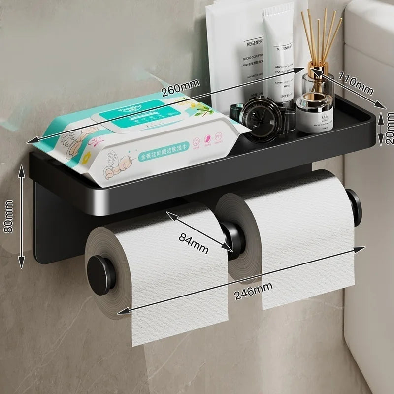 No-Drill Wall-Mounted Toilet Paper Holder