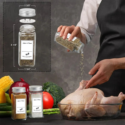 12pcs Glass Spice Jar Set