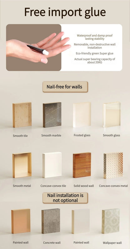 No-Drill Wall-Mounted Toilet Paper Holder