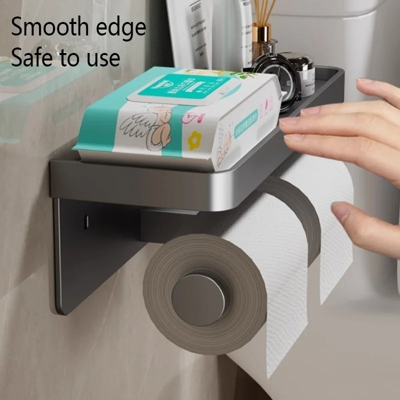 No-Drill Wall-Mounted Toilet Paper Holder