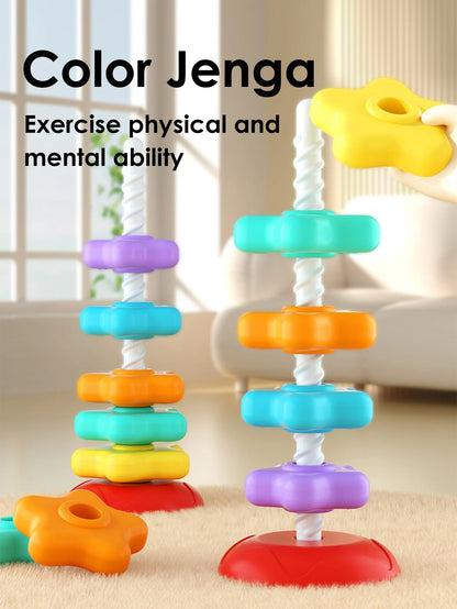 Montessori Rotating Rainbow Tower Toy