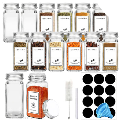 12pcs Glass Spice Jar Set