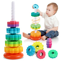 Montessori Rotating Rainbow Tower Toy