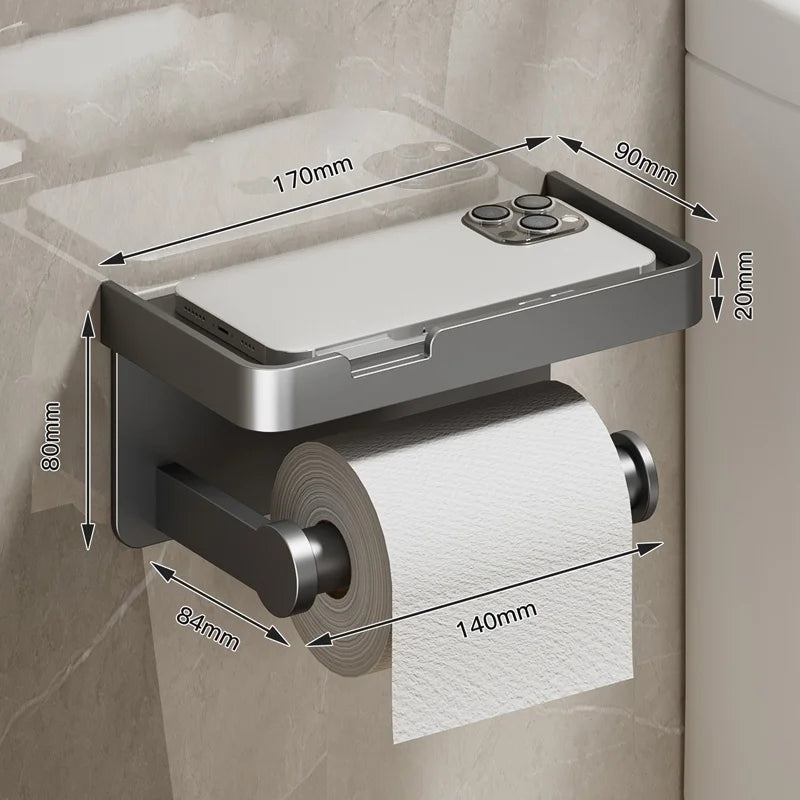 No-Drill Wall-Mounted Toilet Paper Holder