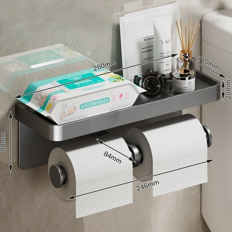 No-Drill Wall-Mounted Toilet Paper Holder