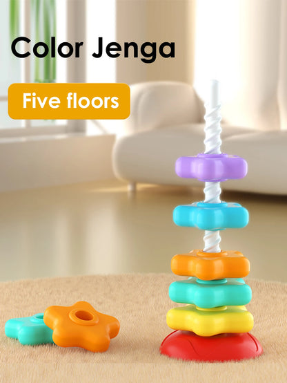 Montessori Rotating Rainbow Tower Toy