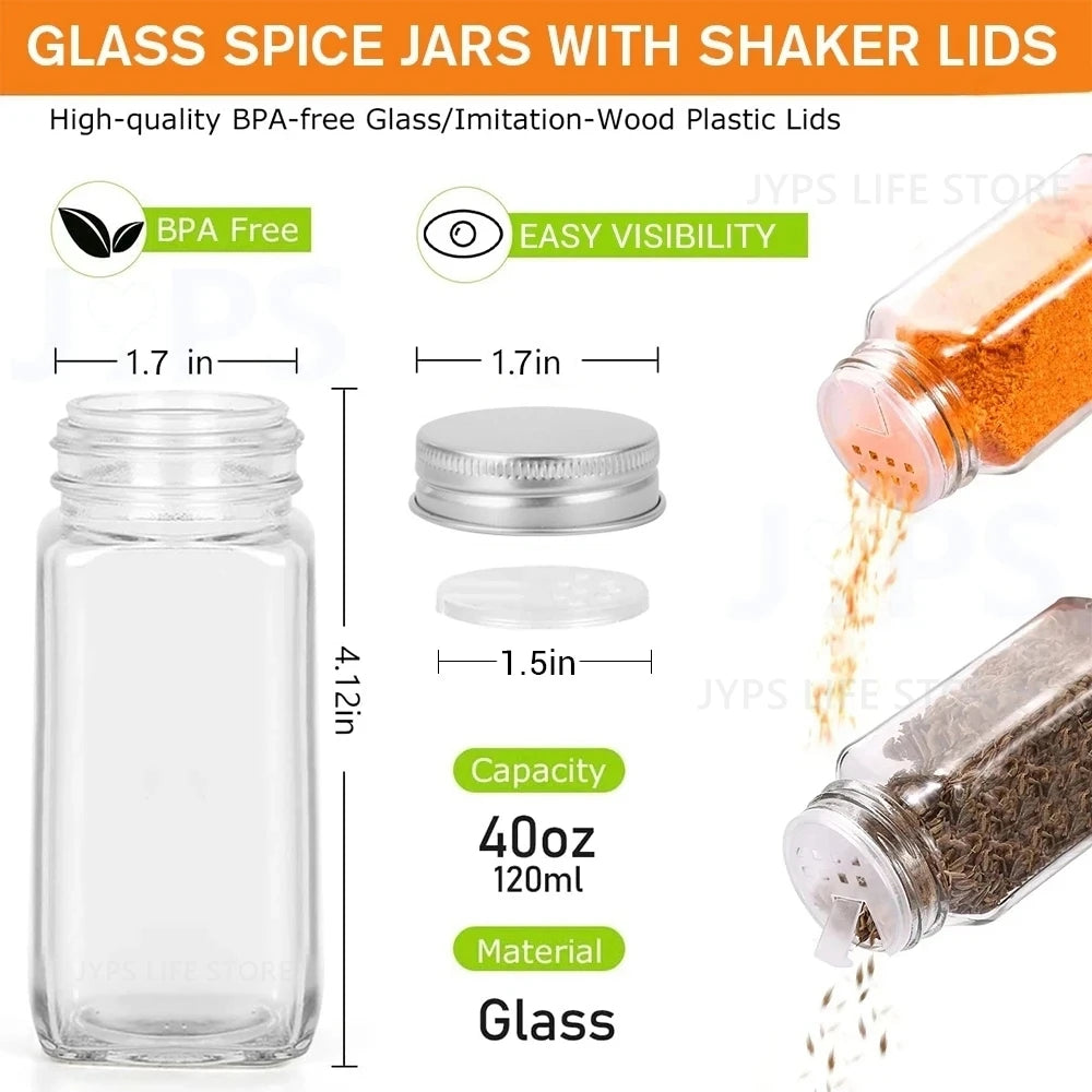 12pcs Glass Spice Jar Set
