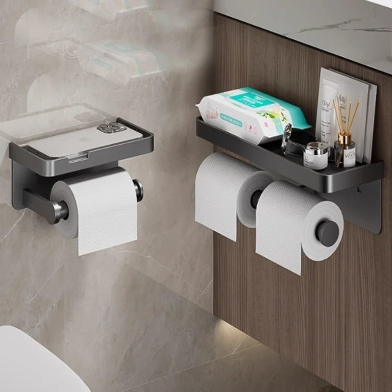 No-Drill Wall-Mounted Toilet Paper Holder